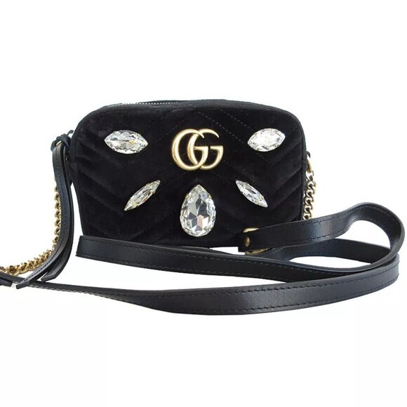 Auth GUCCI Shoulder Bag black velvet - Picture 1 of 12